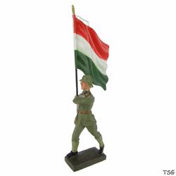 Lineol Flag bearer marching, with national flag