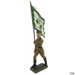 Lineol Flag bearer marching, with flag