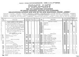 Lineol Price-List for the illustrated catalogue of LINEOL soldiers, animals and carriages