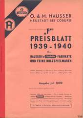 Elastolin F Preisblatt 1939 - 1940 über HAUSSERS Elastolin FABRIKATE UND FEINE HOLZSPIELWAREN, Ausgabe Juli 1939