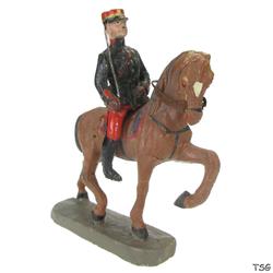 Elastolin Captain on horseback, with raised sword