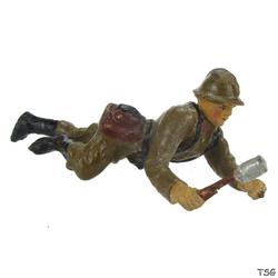 Elastolin Soldier lying, with hand grenade