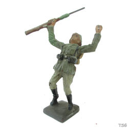 Lineol Soldier standing with rifle, falling backwards