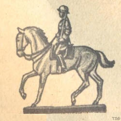 Elastolin Captain on horseback, with raised sword