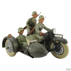 Lineol Soldat auf BMW Kraftrad mit Beiwagen, mit Sozius
