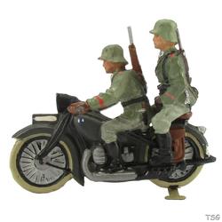 Lineol Soldat auf BMW Kraftrad, mit Sozius