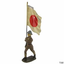 Lineol Flag bearer marching, with national flag