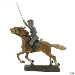 Lineol Officer on galopping horse, with raised sword