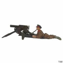 Lineol Soldier lying, shooting with heavy MG