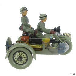 Elastolin Motorcycle infantry soldier with motorcycle and heavy MG on sidecar