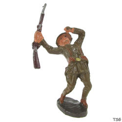 Elastolin Soldier standing with rifle, falling backwards