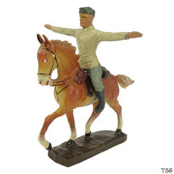Elastolin Recruit riding on horseback, arms spread