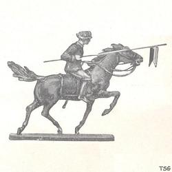 Elastolin Cavalry soldier attacking on horseback, with inlaid lance