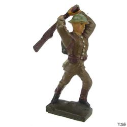 Lineol Soldier standing, striking with rifle