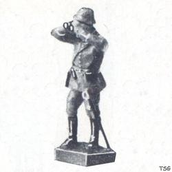 Lineol Gunner standing, observing with binoculars