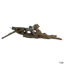 Elastolin Soldier lying, shooting with heavy MG