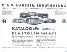 Elastolin, Katalog »F« HAUSSERS ELASTOLIN FABRIKATE, 1931, O&M HAUSSER, LUDWIGSBURG, Page 1