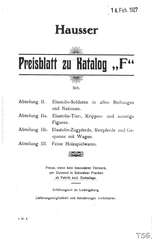Elastolin Hausser Preisblatt zu Katalog "F" (Schweiz)
