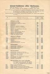 Lineol, Preisliste 1935 für die echten LINEOL-Soldaten, Fahrzeuge, Figuren und Tiere, Page 1
