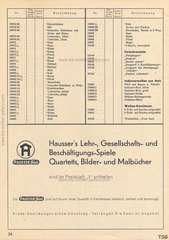 Elastolin, Preisblatt »F« 1937/38 über HAUSSERS Elastolin FABRIKATE UND FEINE HOLZSPIELWAREN, Ausgabe Juli 1937, Page 36
